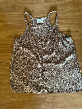 Maeve Brown Floral Print Button-Front Camisole